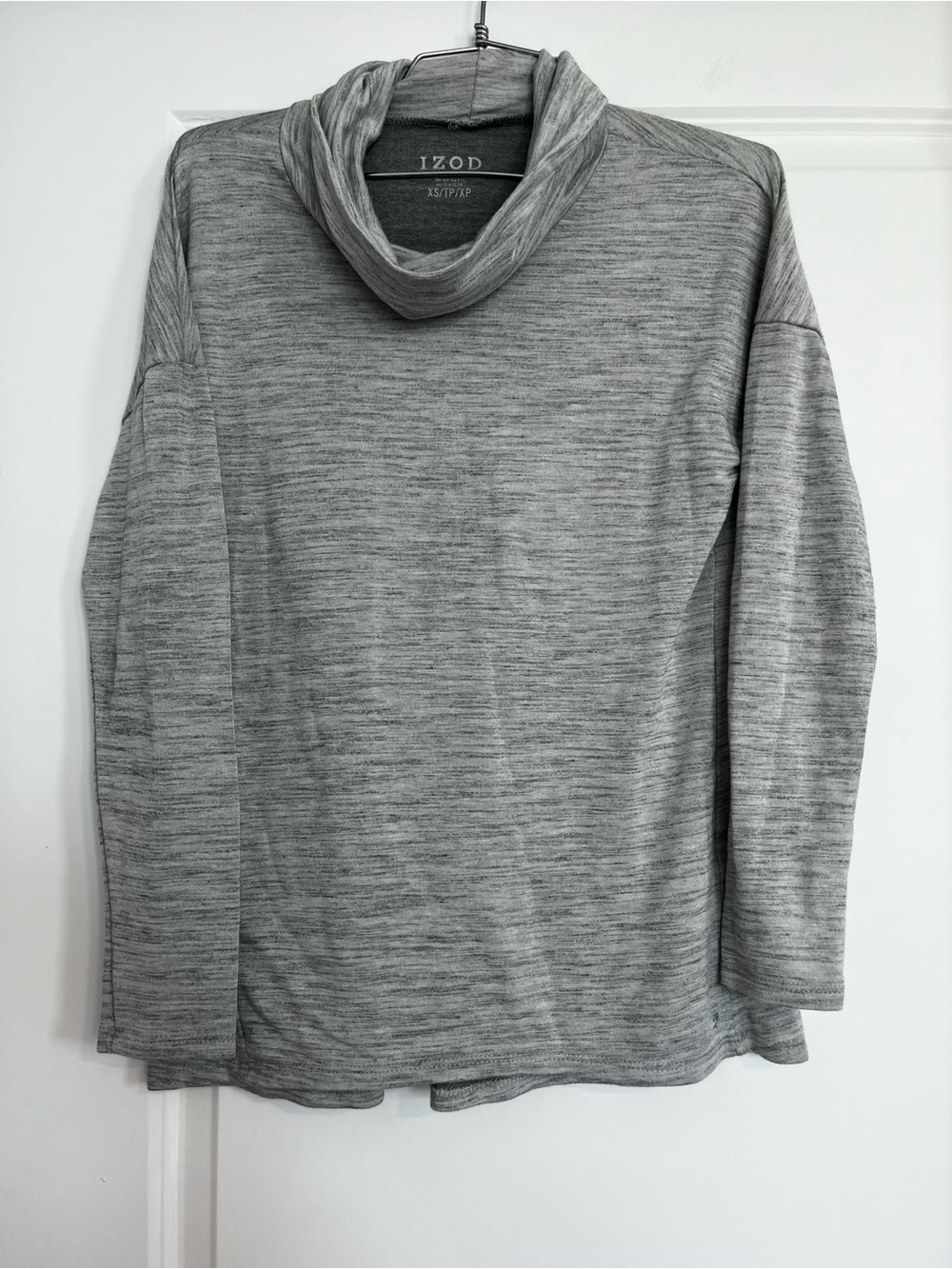 Izod Light Gray Heather Cowl Neck Sweater